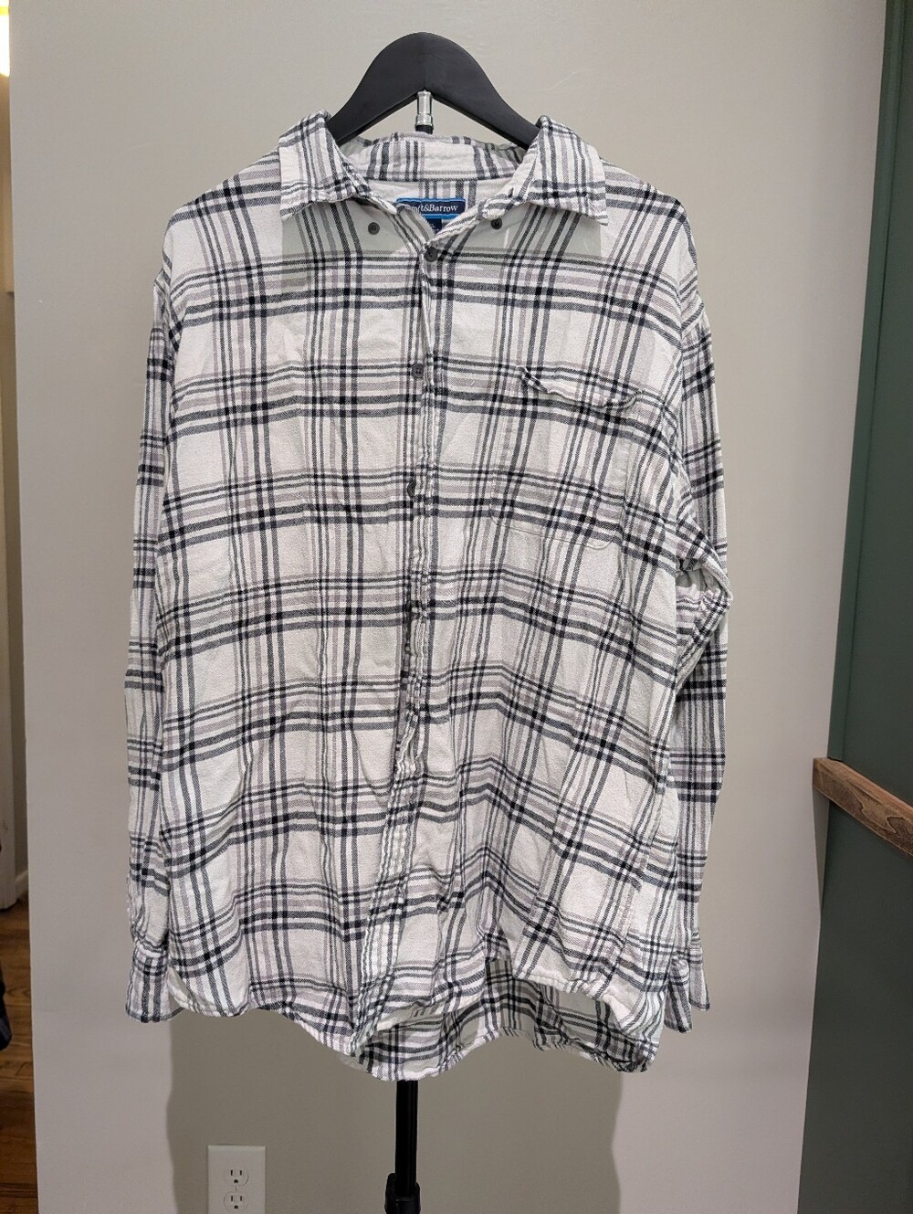 croft & barrow Black and White Plaid Flannel Shirt